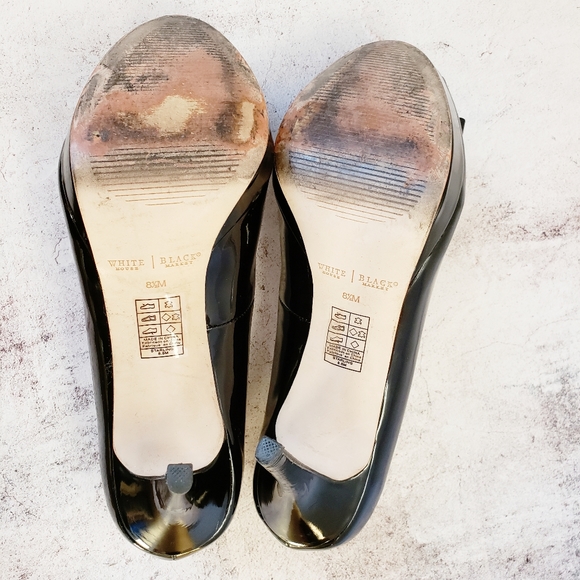 WHBM | Black Patent Leather Peep Toe Pump Heels - Picture 8 of 8